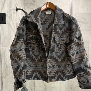 Simply Southern Gray and Brown Lightweight Shirt Jacket